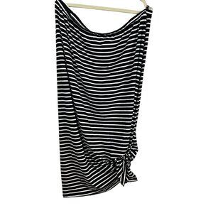 Chicos Coastal Striped Maxi Skirt 2X Black Striped Preppy Old Money Classic 80s